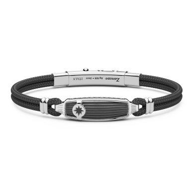 Zancan kevlar bracelet with silver tag.