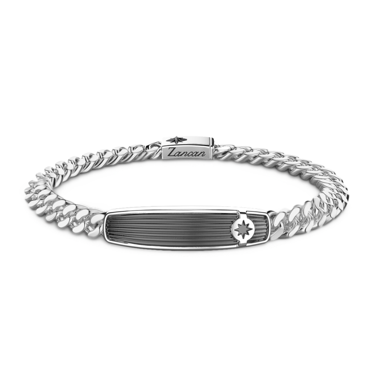 Bracciale Zancan a grumette in argento con targa.