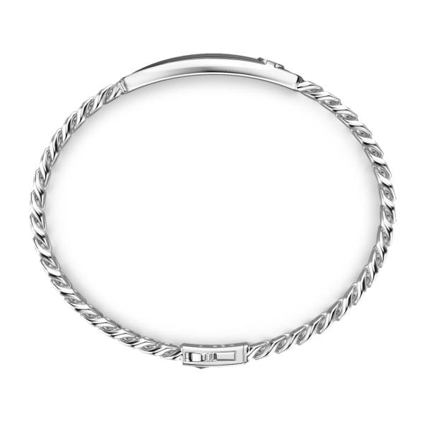 Pulsera grumet Zancan de plata con placa.