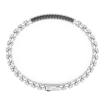 Bracciale Zancan a maglia venezia in argento con targa e pietre nere. 2