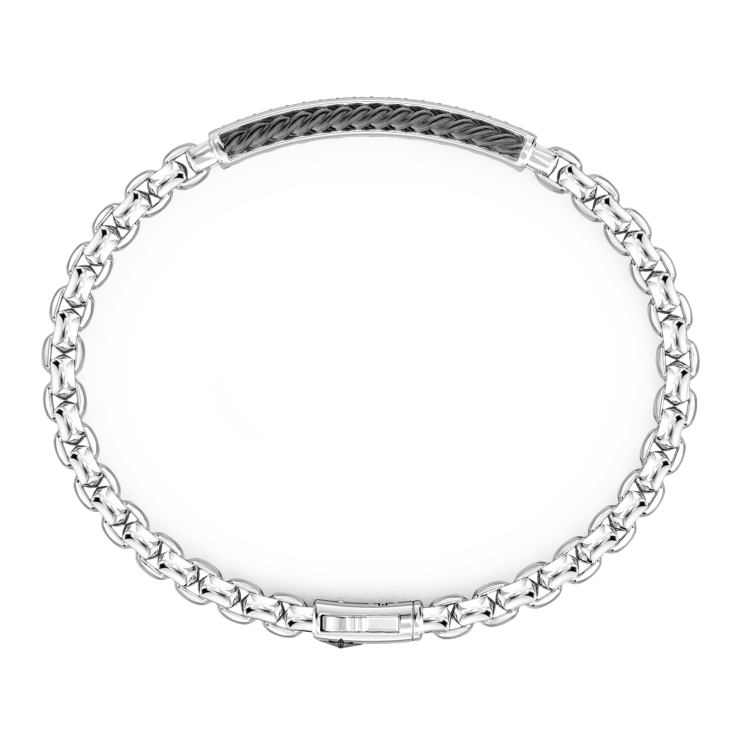 Zancan-Venezianerarmband aus Silber mit Plakette und schwarzen Edelsteinen.