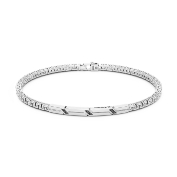 Zancan silver bracelet with tag and black stones.