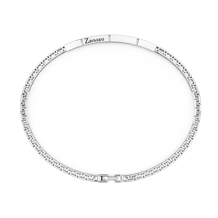 Zancan silver bracelet with tag and black stones.