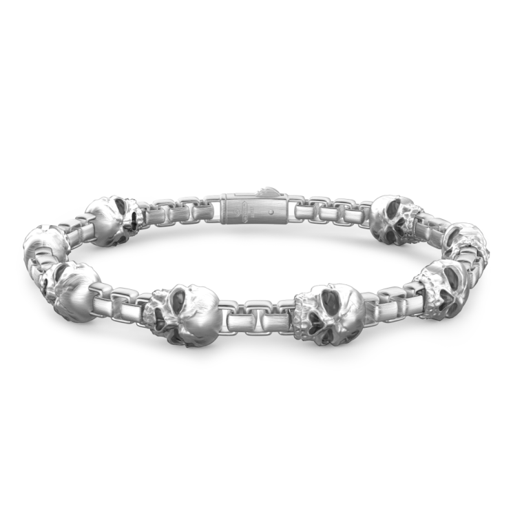 Zancan silver link bracelet with skulls.