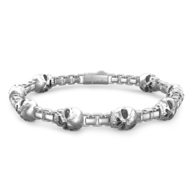 Bracciale a maglia Zancan in argento con teschi.