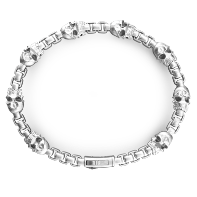 Bracciale a maglia Zancan in argento con teschi.