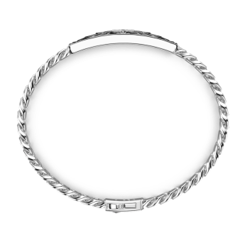 Zancan silver curb chain bracelet with tag and black stones. 2