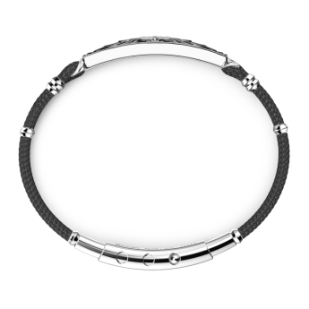 Zancan kevlar bracelet with silver tag and black stones. 2