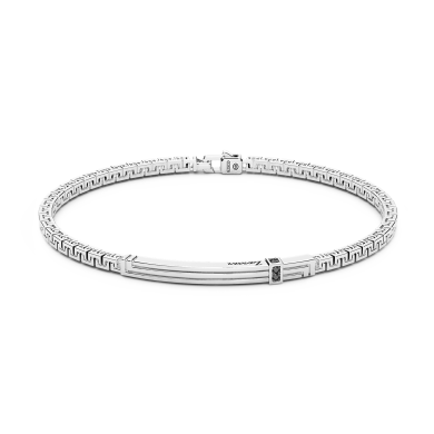 Zancan silver bracelet with tag and black stones.