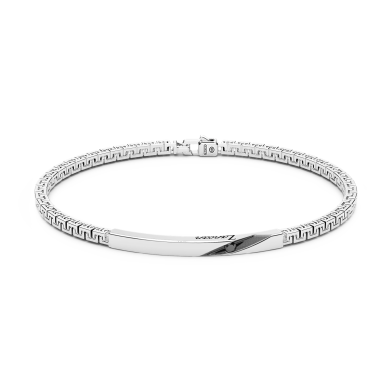 Zancan silver bracelet with tag and black stones.