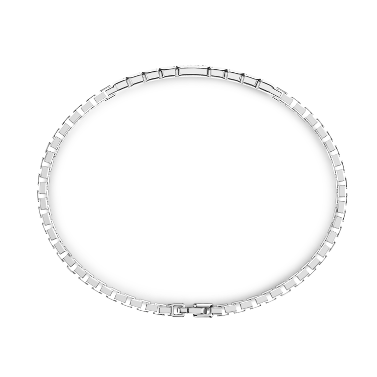 Pulsera Zancan de plata con placa y piedras negras.