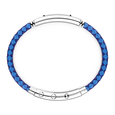Bracciale Zancan in silicone con targa in argento e pietre nere.