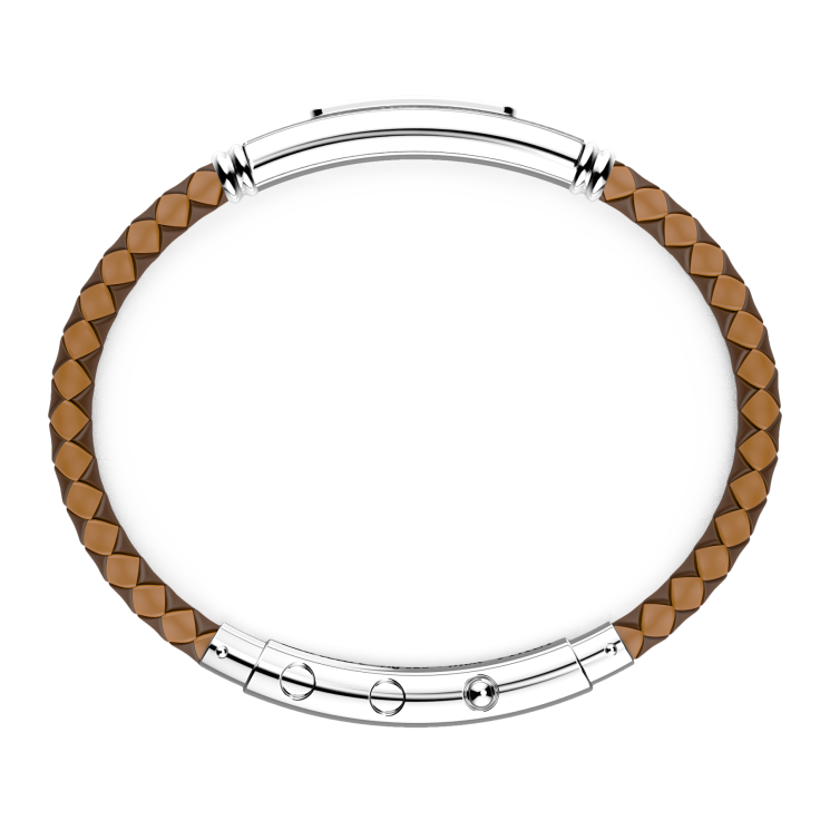 Pulsera Zancan de silicona con placa de plata y piedras negras.