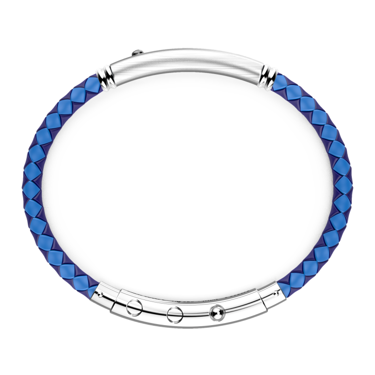 Zancan-Armband aus Silikon mit Silberplakette und schwarzem Edelstein.