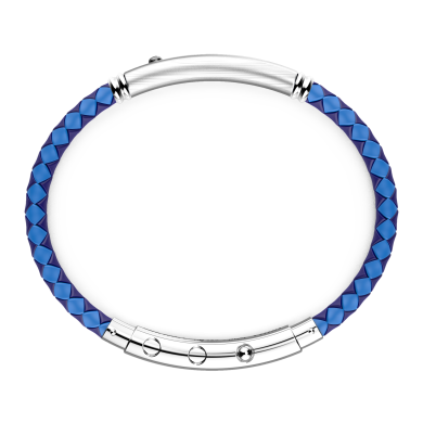 Zancan-Armband aus Silikon mit Silberplakette und schwarzem Edelstein.
