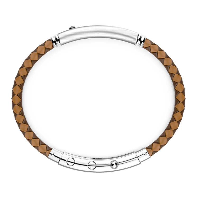 Zancan silicone bracelet with silver tag and black stone.