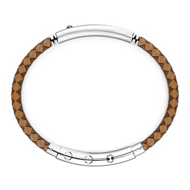 Pulsera Zancan de silicona con placa de plata y piedra negra.