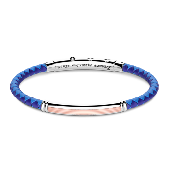 Bracciale Zancan in silicone nero con targa in argento e dettagli in oro rosa. 2
