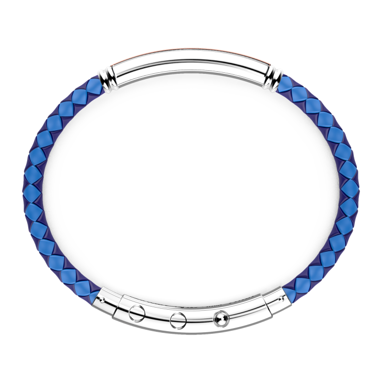 Bracciale Zancan in silicone nero con targa in argento e dettagli in oro rosa.