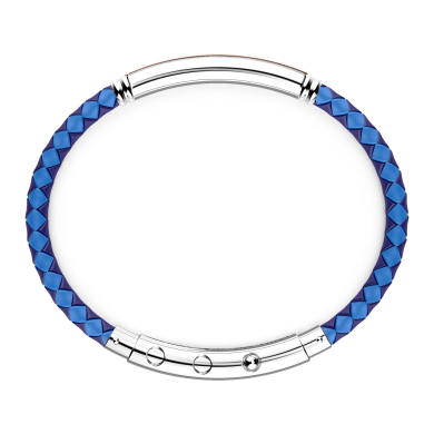 Bracciale Zancan in silicone nero con targa in argento e dettagli in oro rosa.