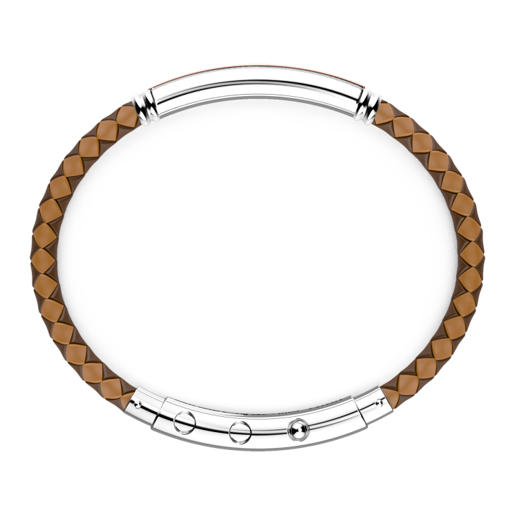 Zancan black silicone bracelet with silver tag and rose gold details.