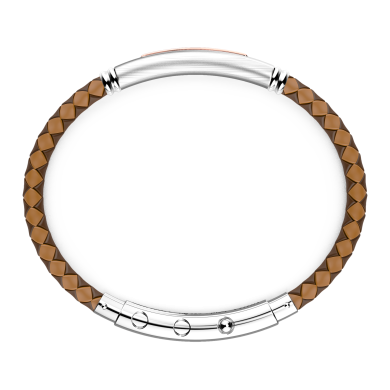 Zancan black silicone bracelet with silver tag and rose gold details.