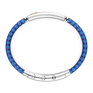 Bracciale Zancan in silicone nero con targa in argento e dettagli in oro rosa.