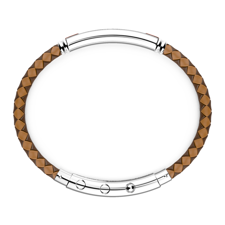 Zancan black silicone bracelet with silver tag and rose gold details.