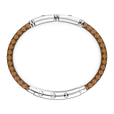 Zancan black silicone bracelet with silver tag and rose gold details.