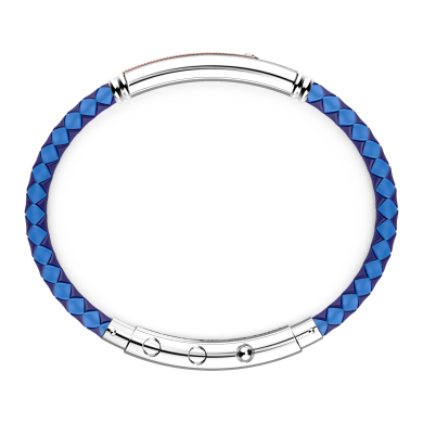 Bracciale Zancan in silicone nero con targa in argento e dettagli in oro rosa.