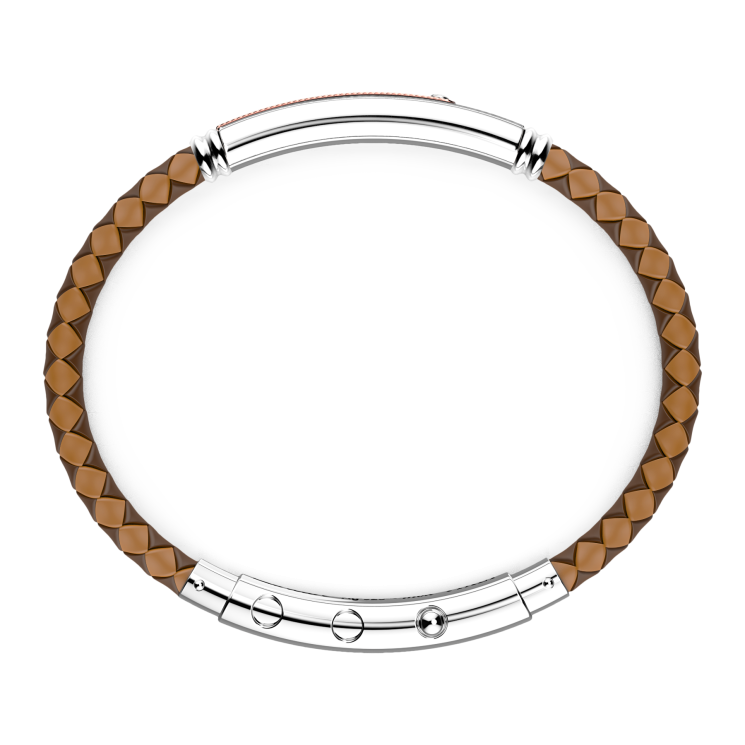 Zancan black silicone bracelet with silver tag and rose gold details.