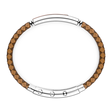 Zancan black silicone bracelet with silver tag and rose gold details.