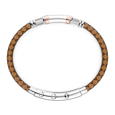 Bracciale Zancan in silicone nero con targa in argento e dettagli in oro rosa.