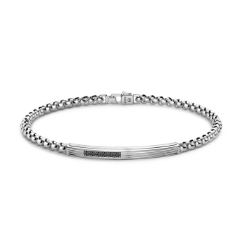 Zancan silver bracelet with tag and black stones.
