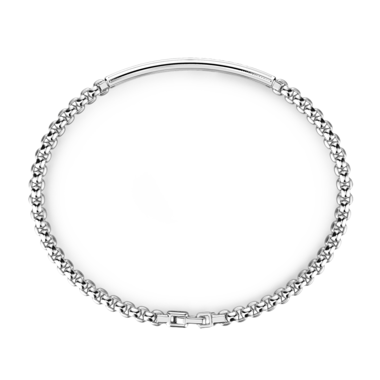 Zancan silver bracelet with tag and black stones.