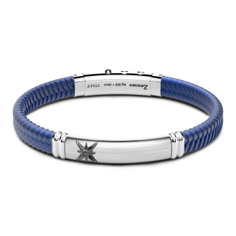 Zancan black silicone bracelet with silver tag.
