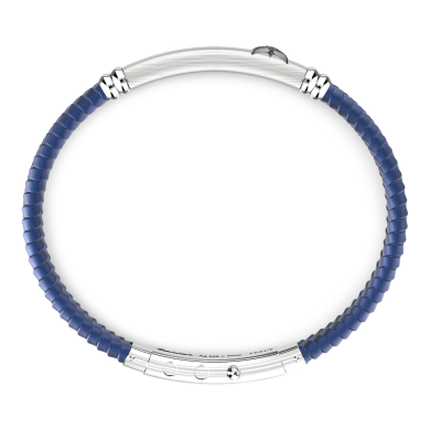 Zancan black silicone bracelet with silver tag.
