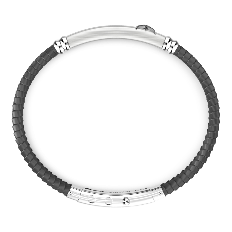 Bracciale Zancan in silicone nero con targa in argento.