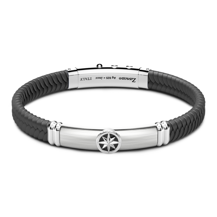 Bracciale Zancan in silicone nero con targa in argento.