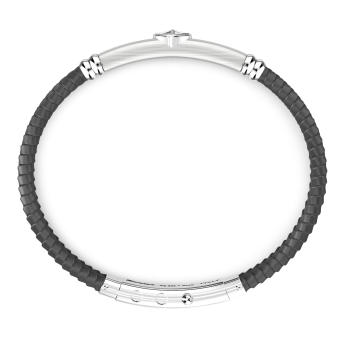 Zancan black silicone bracelet with silver tag. 2