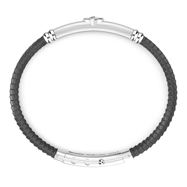 Bracciale Zancan in silicone nero con targa in argento.