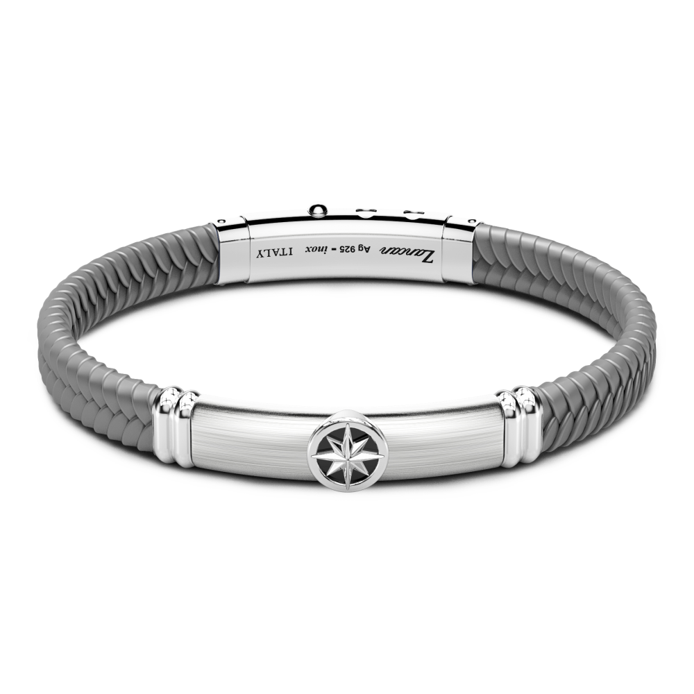 Zancan black silicone bracelet with silver tag.