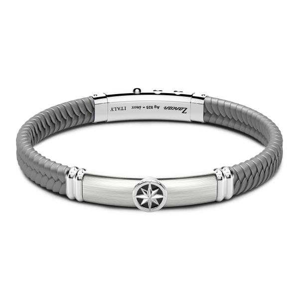 Zancan black silicone bracelet with silver tag.