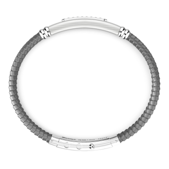 Bracciale Zancan in silicone con targa in argento e pietre nere. 2