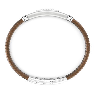 Zancan silicone bracelet with silver tag and black stones.
