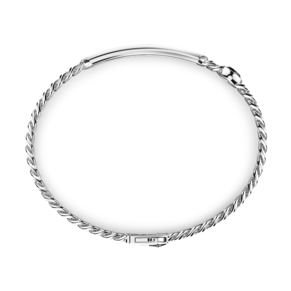 Zancan silver curb chain bracelet with tag and onyx stones.
