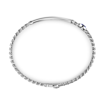 Zancan silver curb chain bracelet with tag and lapis lazuli stones. 2