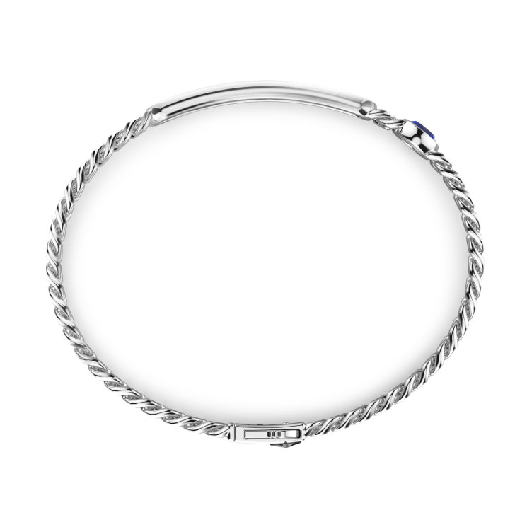 Pulsera grumet Zancan de plata con placa y piedras de lapislázuli.
