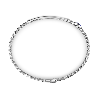 Zancan-Panzerkettenarmband aus Silber mit Plakette und Lapissteinen.