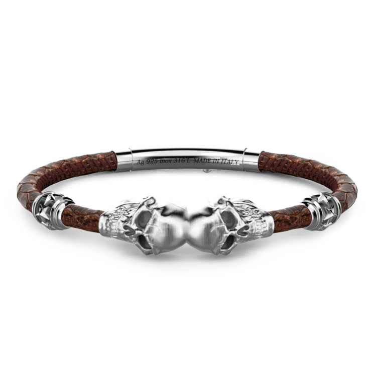 Zancan leather bracelet with skulls.